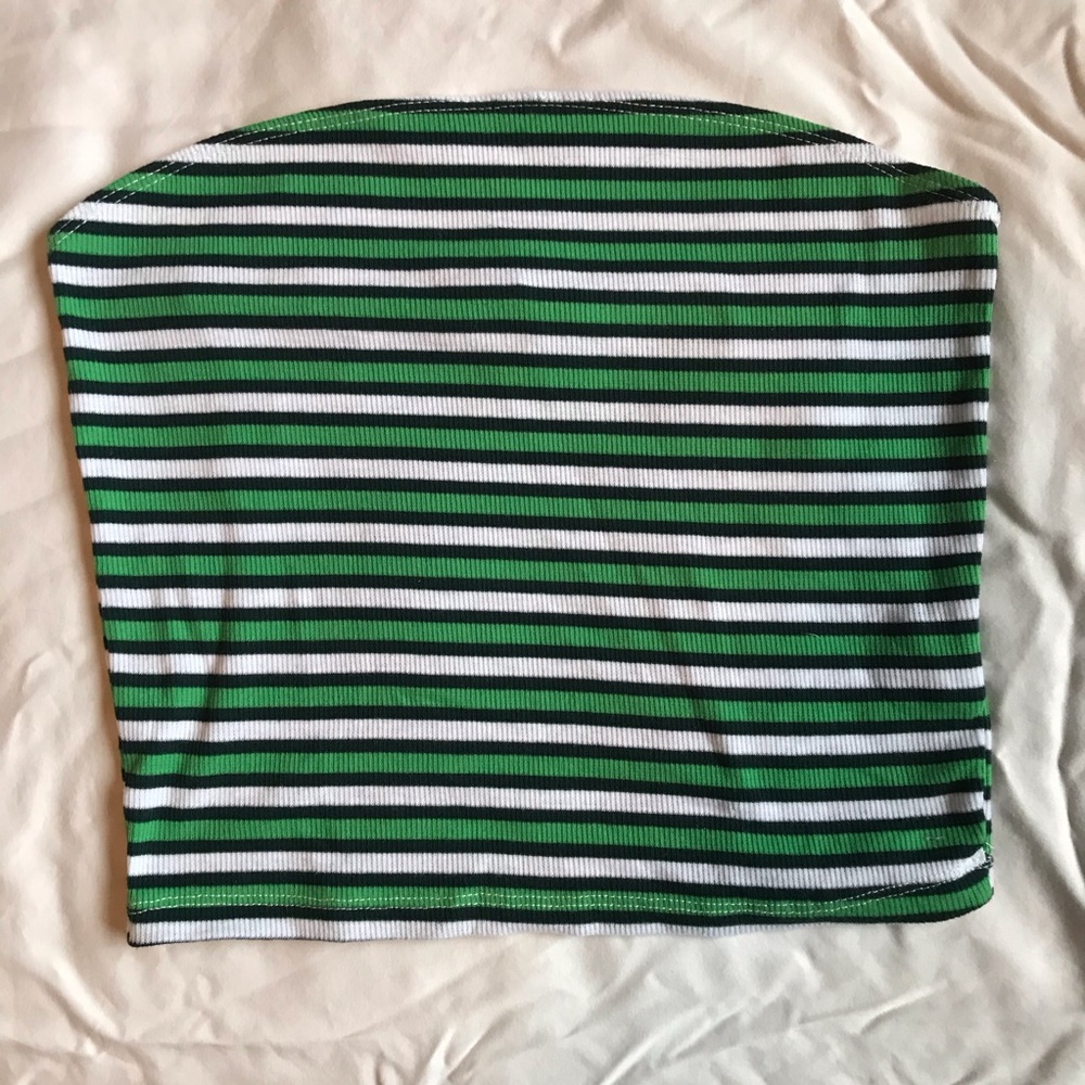 Green, black, and white tube top